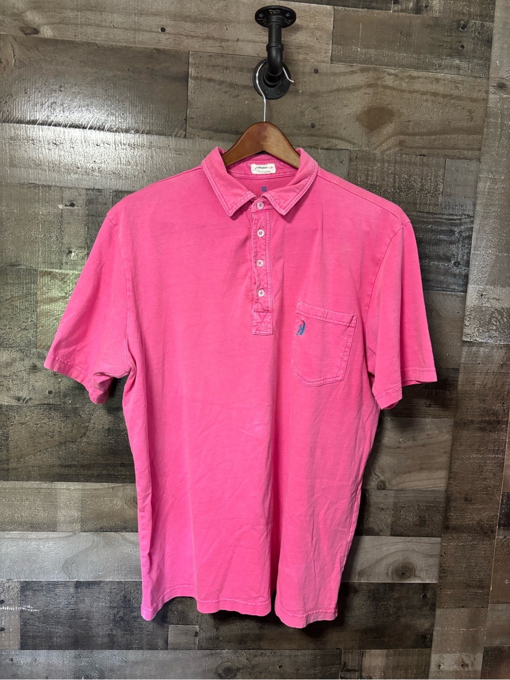 johnnie-O Hot Pink Short-Sleeve Polo with Chest Pocket XL